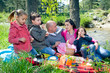 Young family having picnic by the river