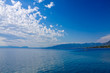 Typical Greek sea landscape against blue sky and clouds