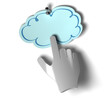 cloud button on a paper fixed on a wall using a pushpin