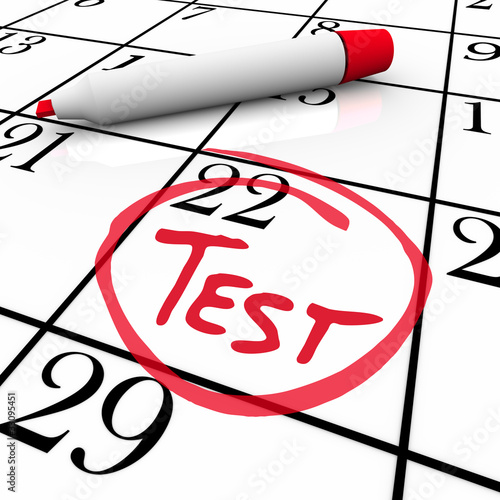 Illustration: Test Day Circled on Calendar - Nervous for Exam Test Day Circled on Calendar - Nervous for Exam