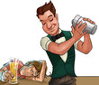 a boy drinking beer