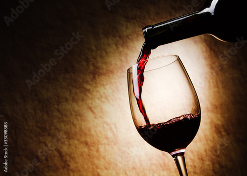 Red Wine glass and Bottle