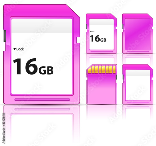 Vector: set of pink sd card isolated on white background set of pink sd card isolated on white background