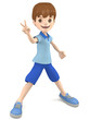 Vサインする少年