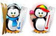 Pinguino Cartoon Estate Inverno-Penguin Summer and Winter-Vector