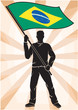 sports fan with flag of Brazil