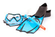 Flippers, glasses and snorkel isolated on white background Flippers, glasses and snorkel isolated on white background