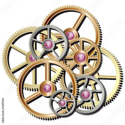 Vektor: Clockwork Arrangement - Zahnräder verschiedene Größen Clockwork Arrangement - Zahnräder verschiedene Größen