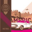 Illustrated retro background in american style.