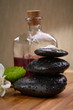 balanced stones and essential oil