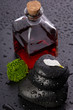 balanced stones and essential oil