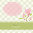 Greeting card with copy space and pink magnolia flowers Greeting card with copy space and pink magnolia flowers