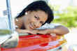 beautiful woman in cabriolet car