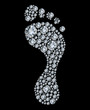 Foot print made from diamonds.