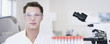 Scientist wearing goggles in laboratory