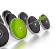 many targets white background one green dart and arrow