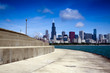 bicycle path with downtown chicago in background