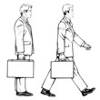 Standing and going businessman holding brief case