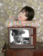 Photo: retro woman in love with tv african hero retro woman in love with tv african hero