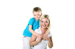 mother with son in studio