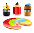icons set of art tools pen icons set of art tools pen