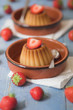 Creme caramel desserts & strawberries