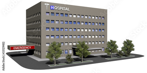 Illustration: Hospital building on a white background Hospital building on a white background