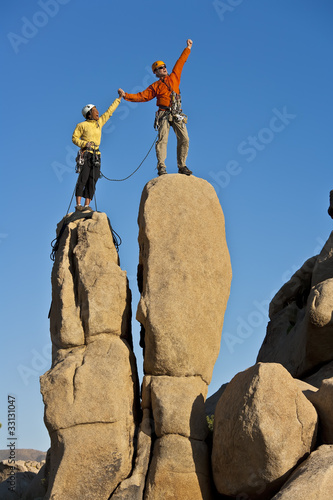 Photo: Team of rock climbers. Team of rock climbers.