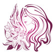 Beautiful woman with flowers ornament vector illustration