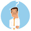 Homme d'affaire interrogation Homme d'affaire interrogation