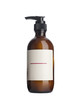 Plastic pump soap bottle without label reflected