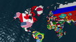 3D Wide Flag World Map Zoom to North America