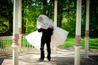 Bride and groom in the park