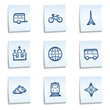 Travel web icons set 2, blue notes