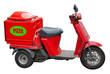 Delivery scooter for pizza. Clipping path included.