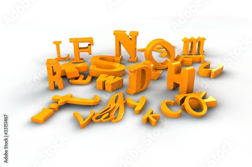 Illustration: 3D Buchstaben - orange 3D Buchstaben - orange