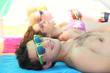 Teenagers sunbathing