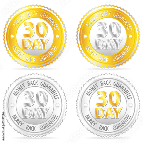 Vector: gold and silver money back sign isolated on white gold and silver money back sign isolated on white