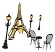 Eiffel Tower with Street Lights