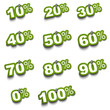 Complete set of percent green stickers