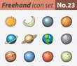 Freehand icon set - planets