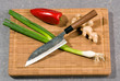 japanese- knife with cooking- ingredient