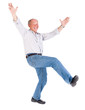 Expressive old man, enjoying by himself