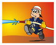Firefighter in action