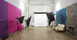 White background inside studio - light room with lamps