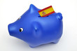 spanische Fahne mit Sparschwein