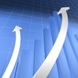 Blue Bar Chart with White Arrows Blue Bar Chart with White Arrows