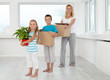 Family moving in a new home