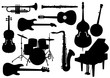 Vector Musical Instruments Silhouettes Vector Musical Instruments Silhouettes