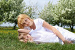 girl with mother in spring park